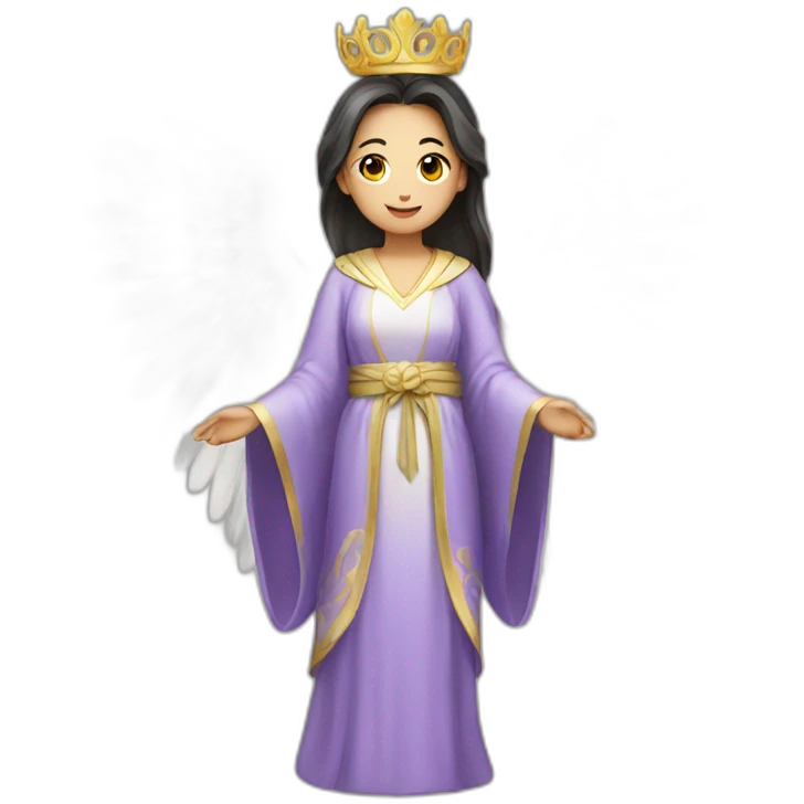 Female Asian angel with a crown, wings and robe emoji
