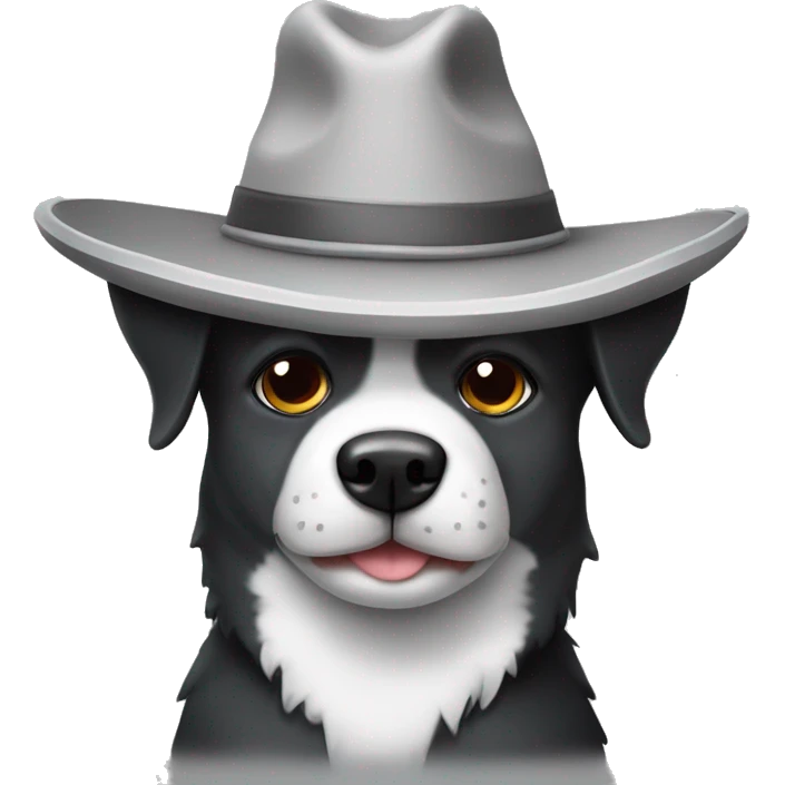 Perro gris con sombrero de pingüino emoji