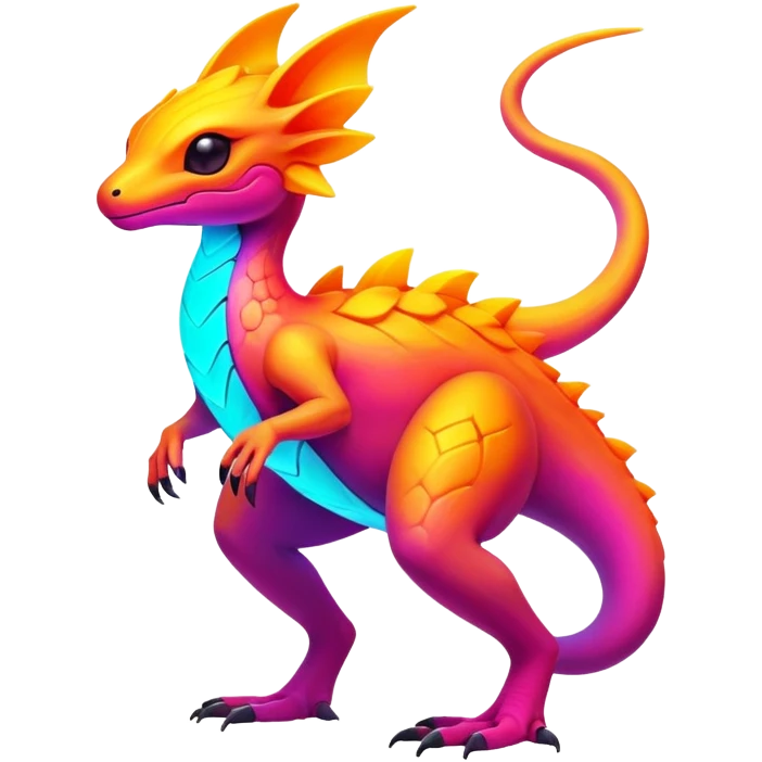 Exotic futuristic lush warm-colored neon Fakémon-Fionbri-creature emoji