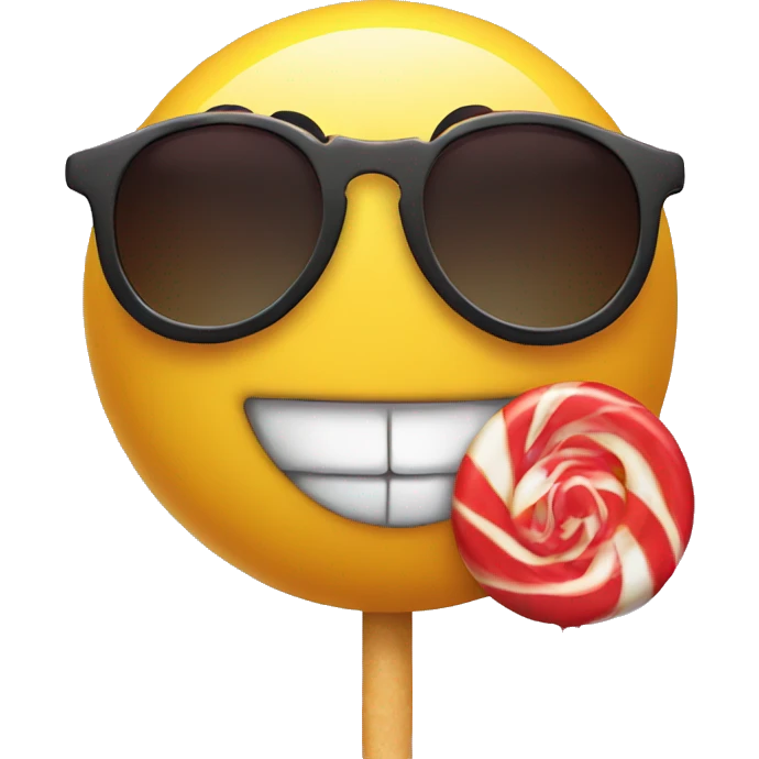 an emoticon in sunglasses sucking a lollipop emoji