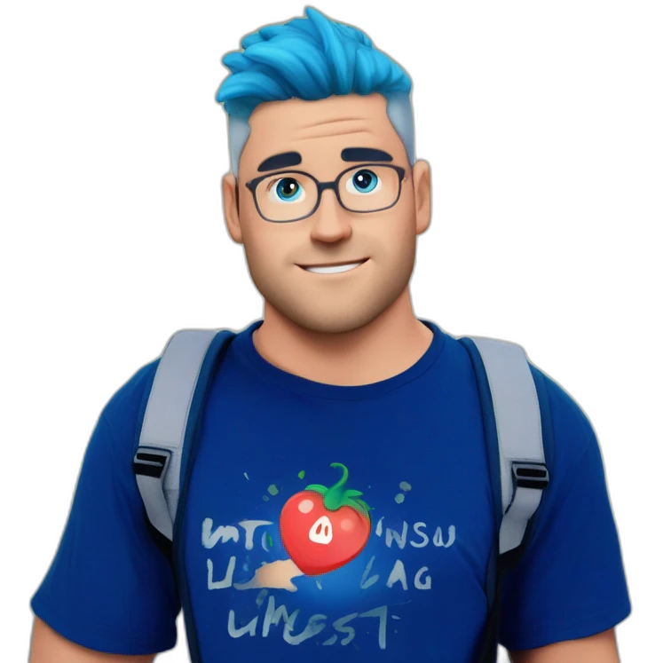 blue-haired boy with bag emoji