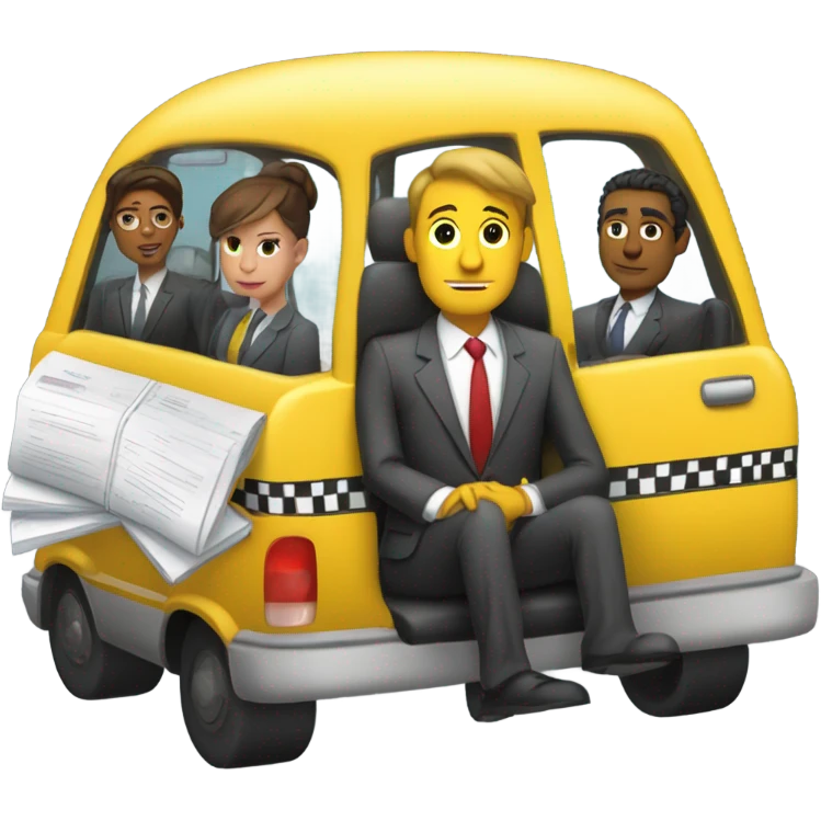 office workers in a taxi cab emoji