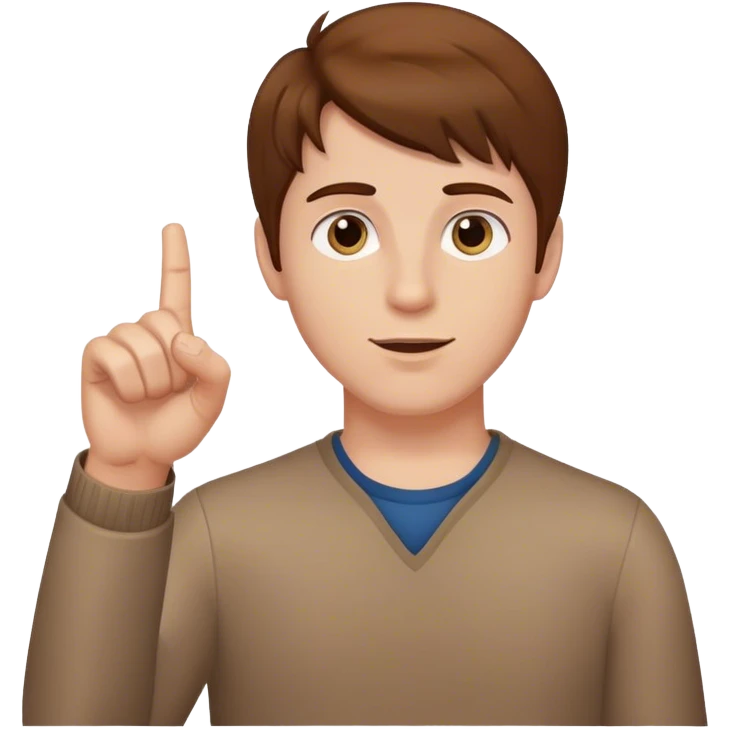 A man named evan brown hair finger pointing up emoji