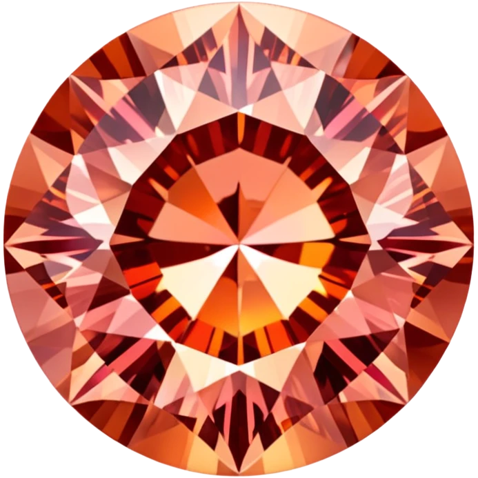 Round cut Padparadscha sapphire with sunset orange-pink hue and sparkling facets emoji