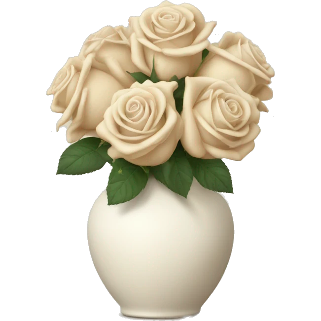 Beige roses in a white vase emoji