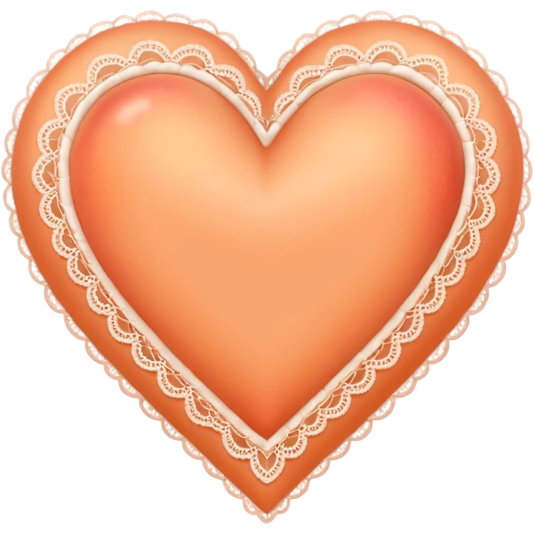 cute peach colored heart with lace trimming emoji