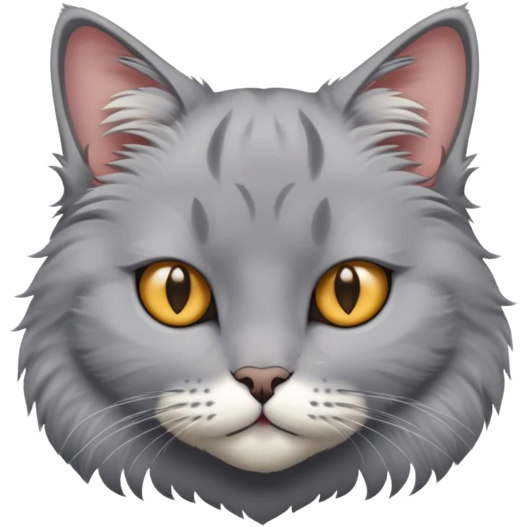 Grey cat with cut in ear emoji