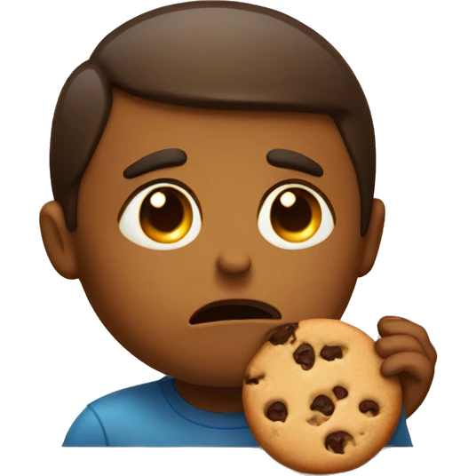 Sad face eating a cookie emoji