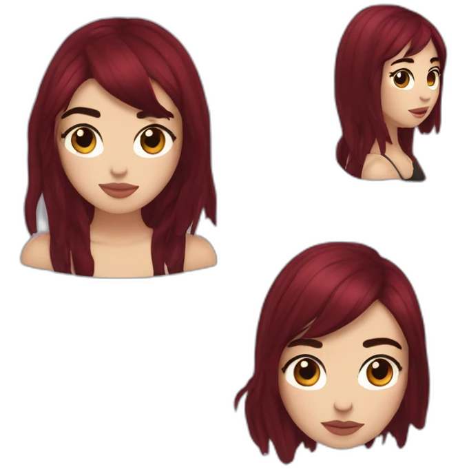 Dua Lipa with dark red hair emoji