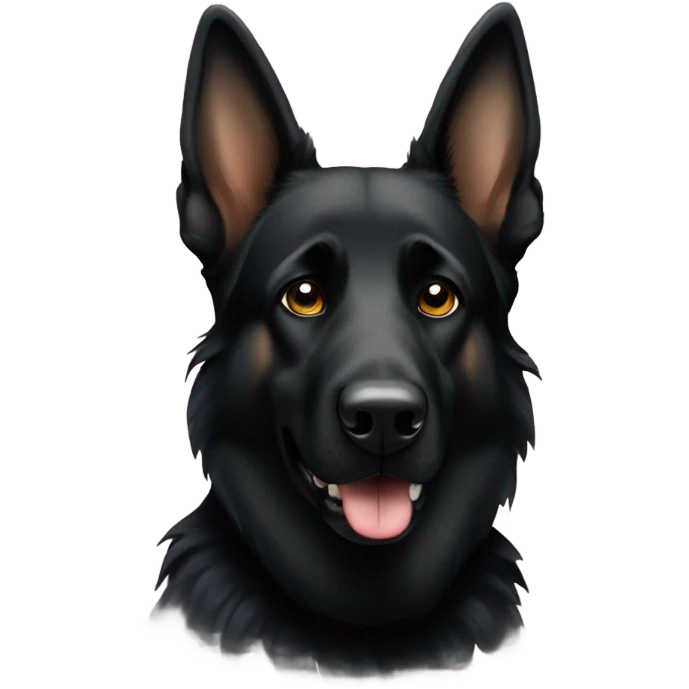 Dark German shepherd tilting head emoji