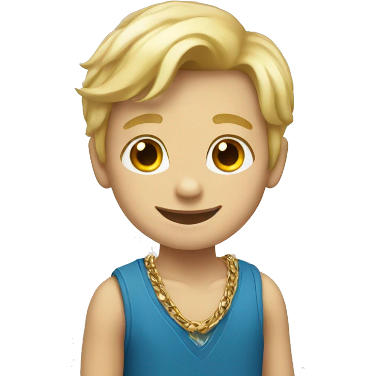 smiling blonde boy with necklace emoji