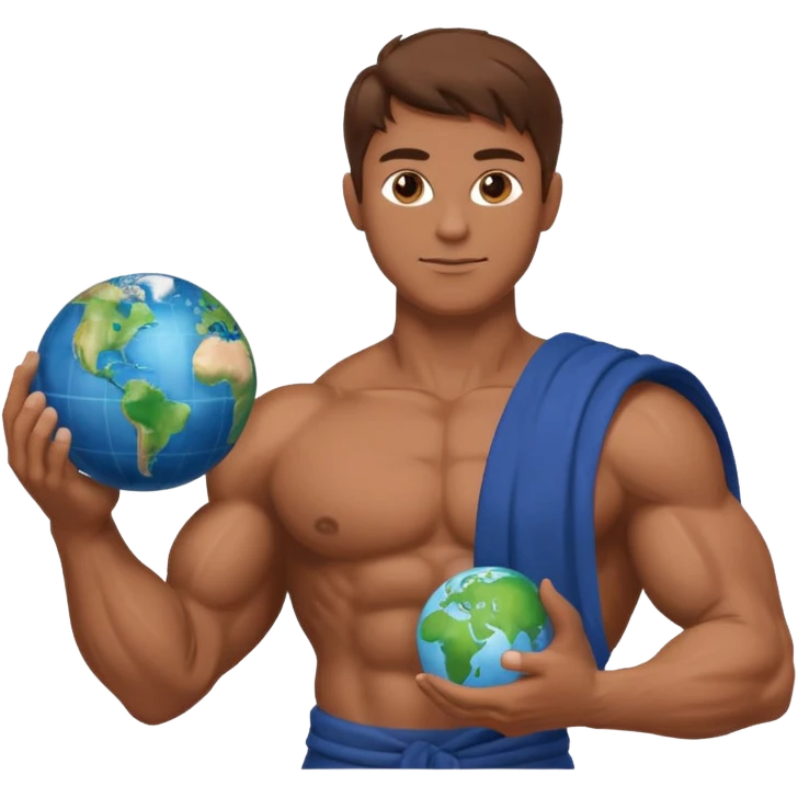God of earth give a globe in his hand  across his body  give me more than half body  emoji