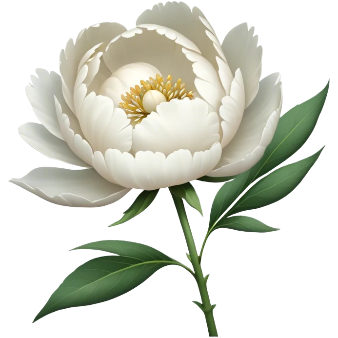 single white Peony, straight stem emoji
