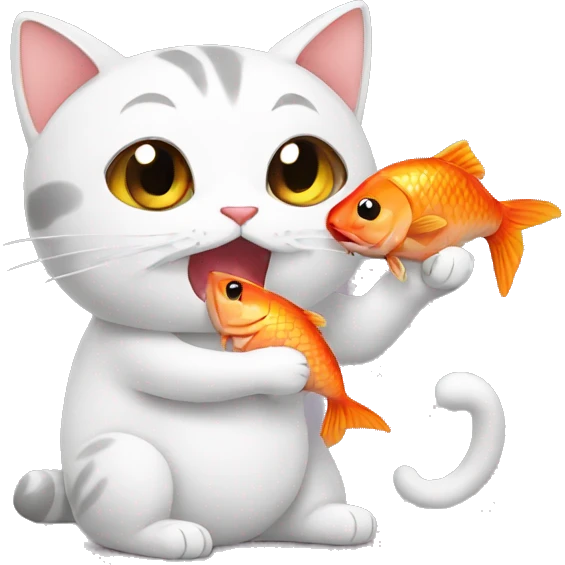 a chinese cat eating fish emoji