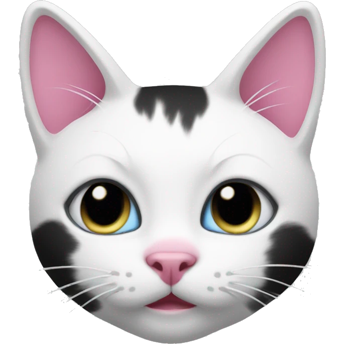 White and black cat with pink nose emoji