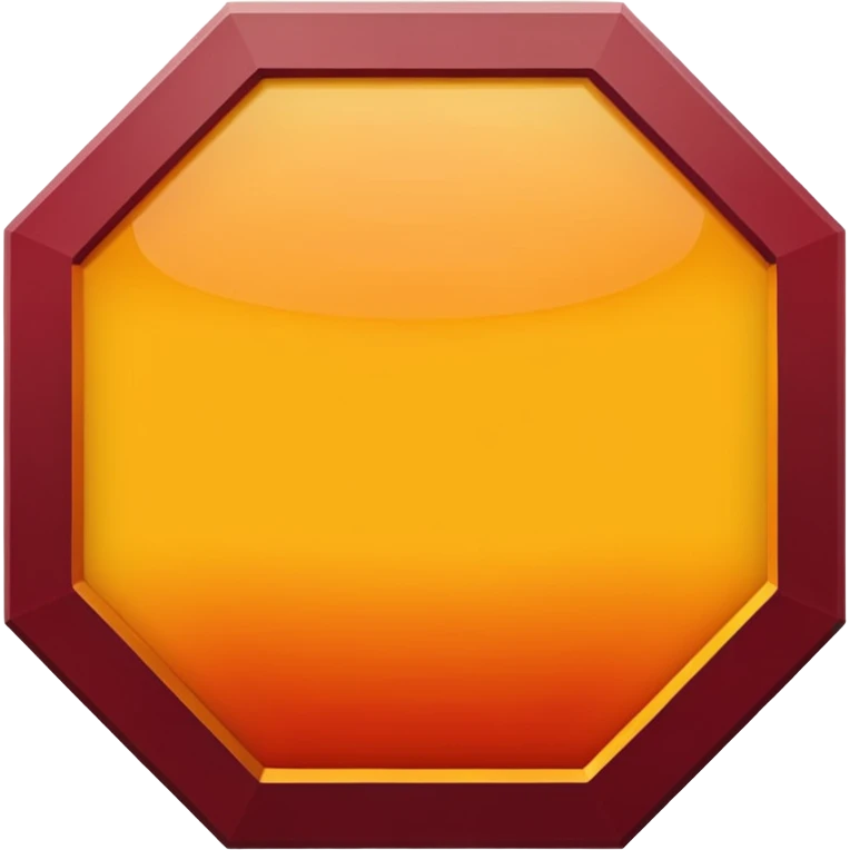 A sharp-edged hexagon with a thick yellow border that shifts slightly toward orange. The inside is a smooth dark-red to maroon gradient. In the center, add a large bold capital V colored with a yellow-orange gradient similar to the border. Keep everything clean, centered, and with no background. emoji