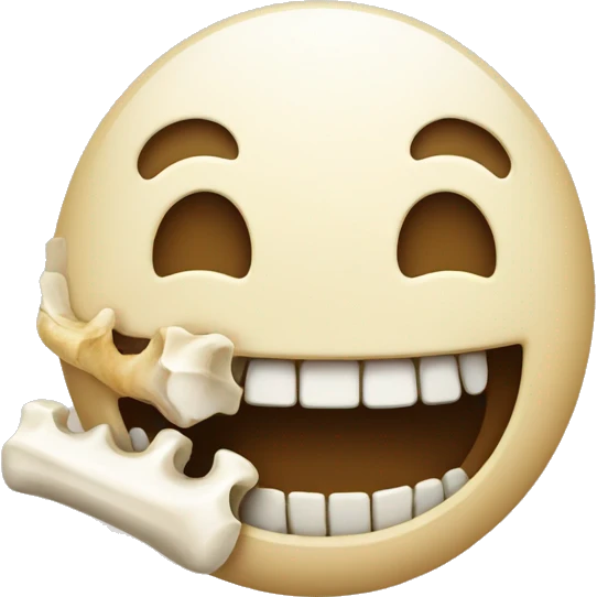 Smiling face with a bone in its mouth emoji