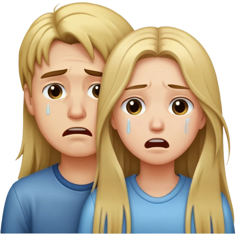 a boy and a girl with long hair crying  emoji