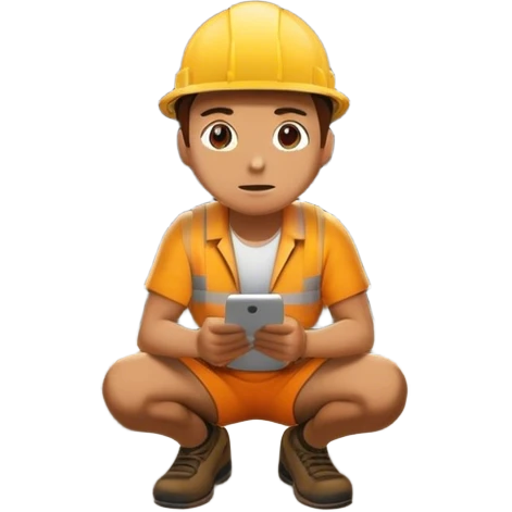 Crouched inside a tunnel working emoji