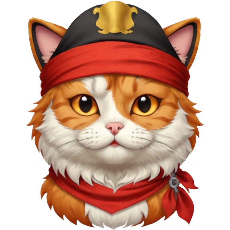 pirate cat with one eye closed with band emoji