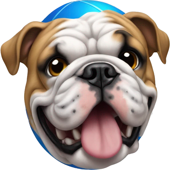 English bulldog with blue ball emoji