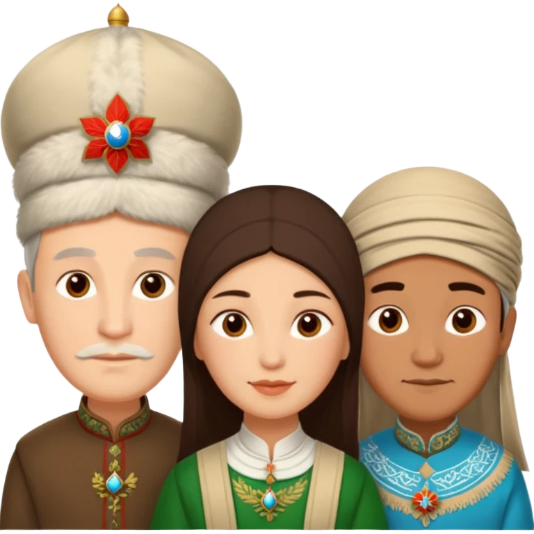 Emoji symbolizing three different cultures of Russia in the form of people (for example, Russians, Tatars, Bashkirs) emoji