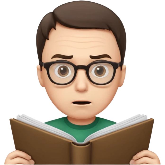 эмоджи  Шелдон (Теория большого взрыва) читает документы и удивляется emoji