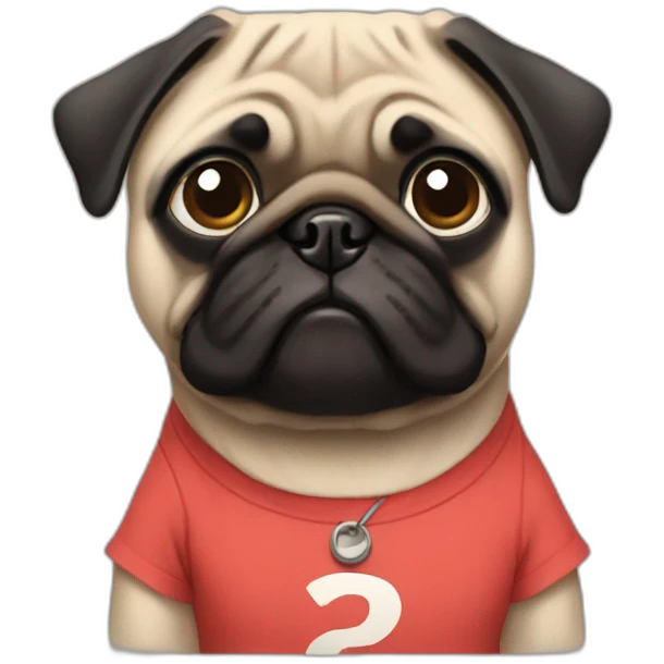 pug wearing a t-shirt emoji