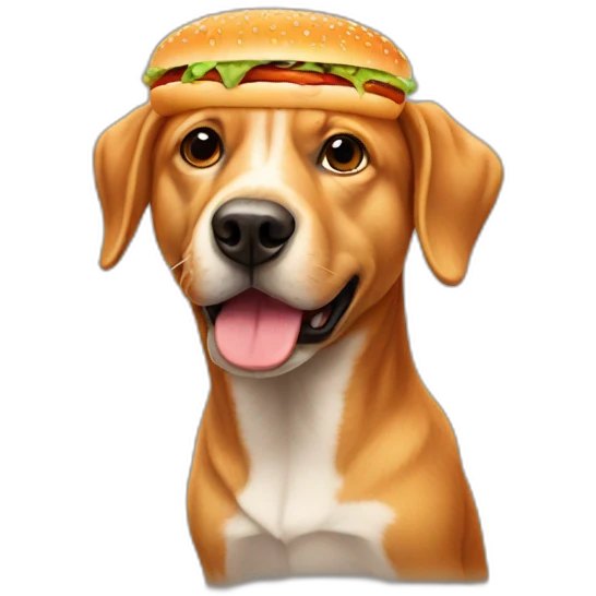 dog between hamburger emoji
