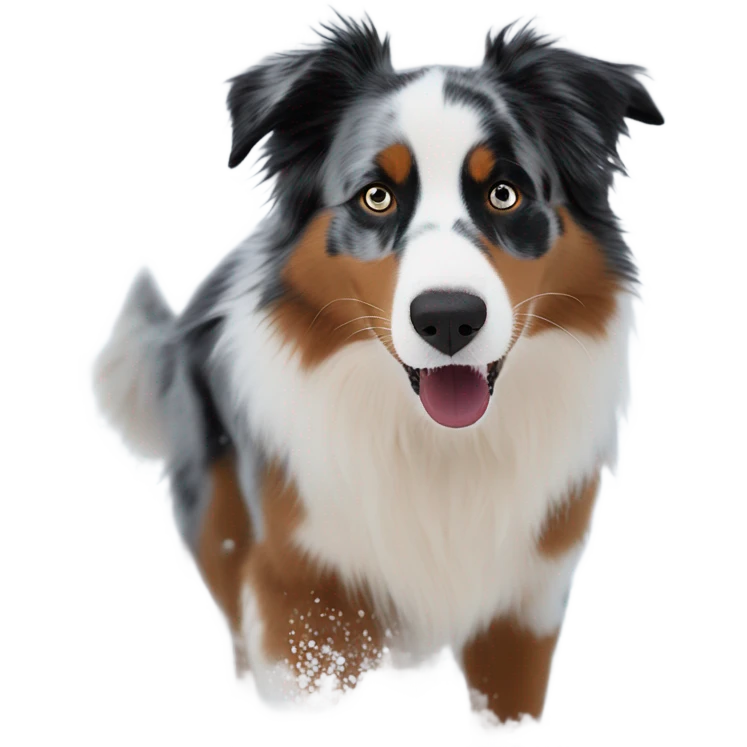 Australian shepherd playing in the snow emoji