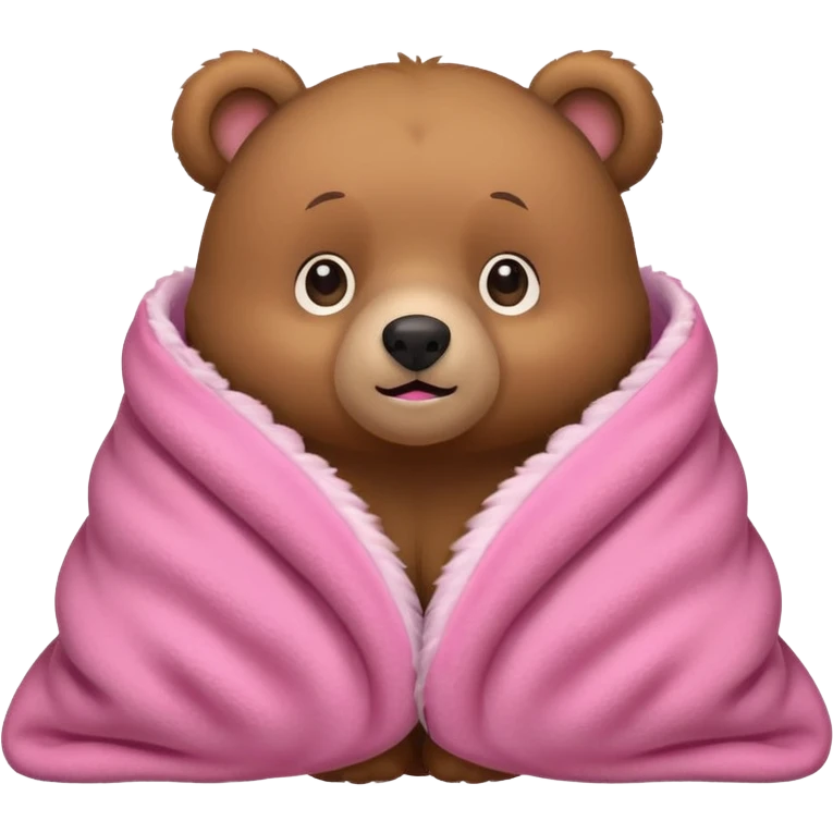 cute bear peeking out of a pink blanket emoji