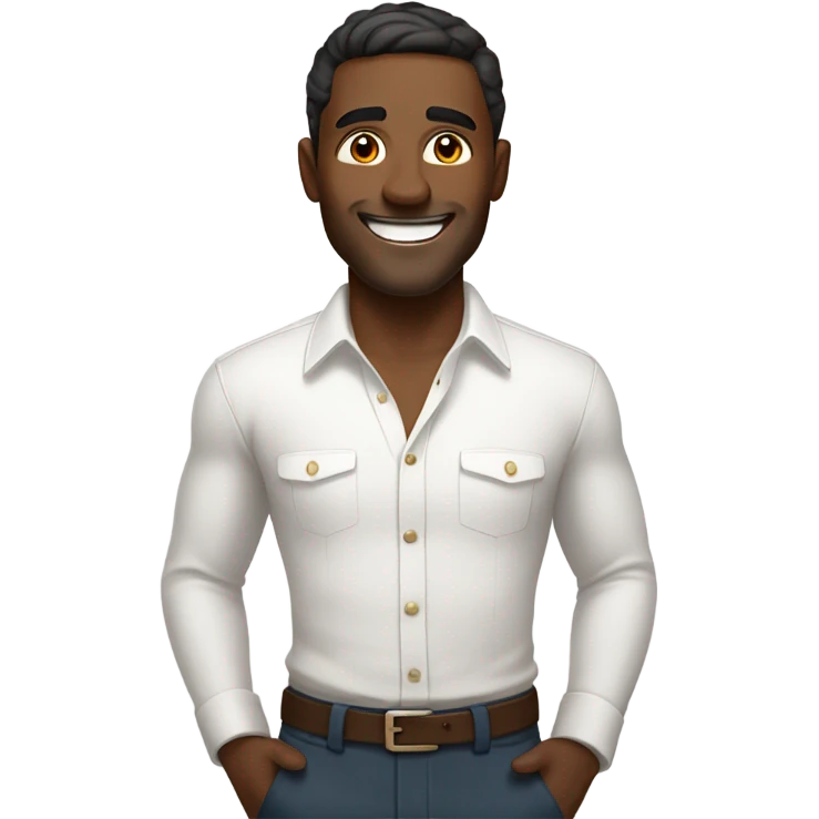 Guy with brown skin in white long sleeve wins emoji