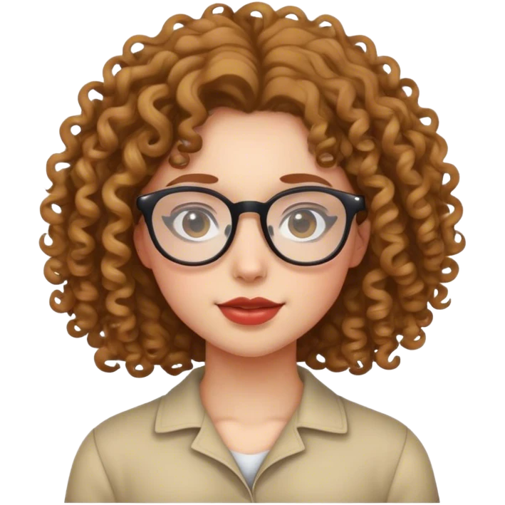 A girl with curly hair and glasses  emoji