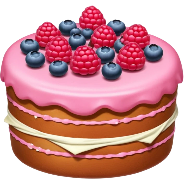 Una torta rosa con sopra mirtilli e lamponi emoji