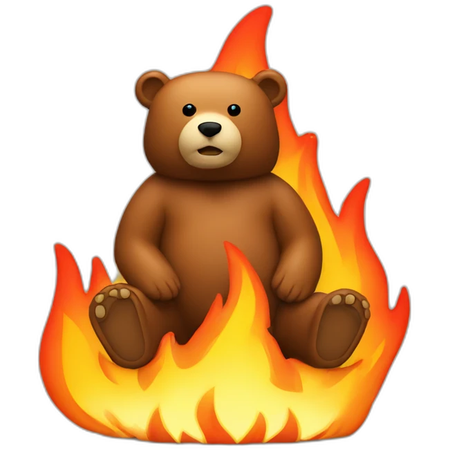 a bear on fake fire emoji