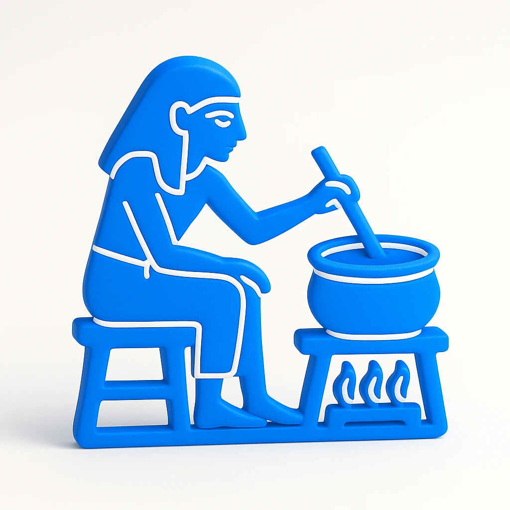 ancient Egyptian cooking scene in hieroglyphic style emoji