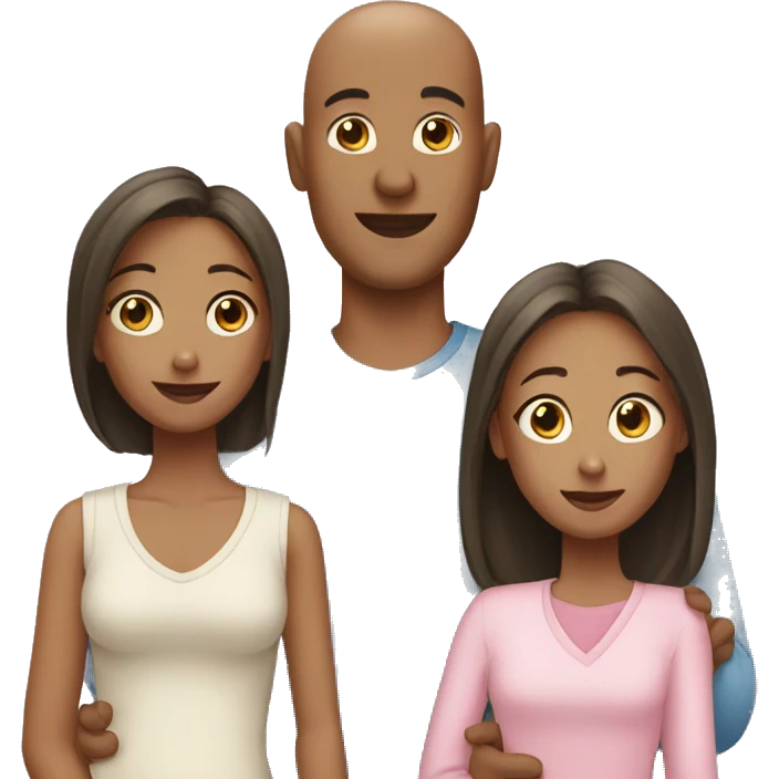 Bald Father Mother and two daughters emoji