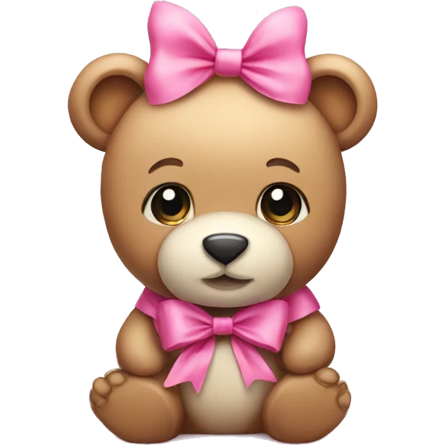 Cute bear with pink bow emoji