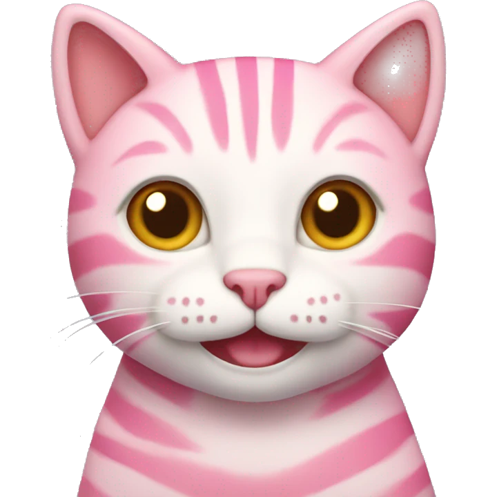 Pink striped cat smiling widely  emoji