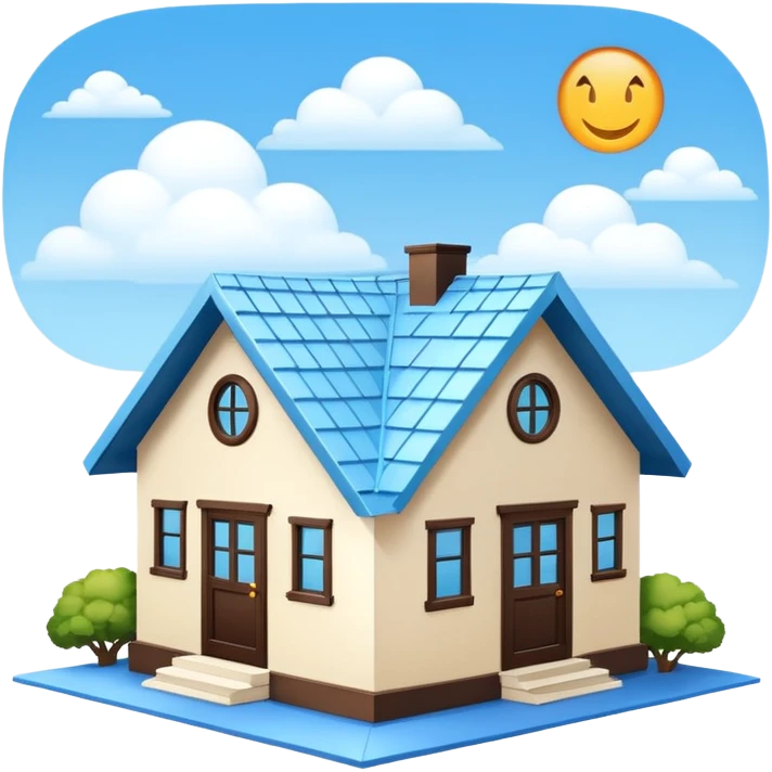 a house with a sky blue roof and white walls emoji
