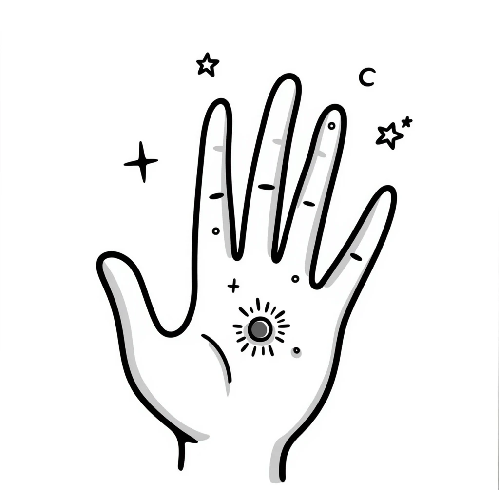 mystical hand with celestial symbols emoji