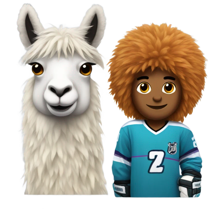 Hockey player with llama hair emoji
