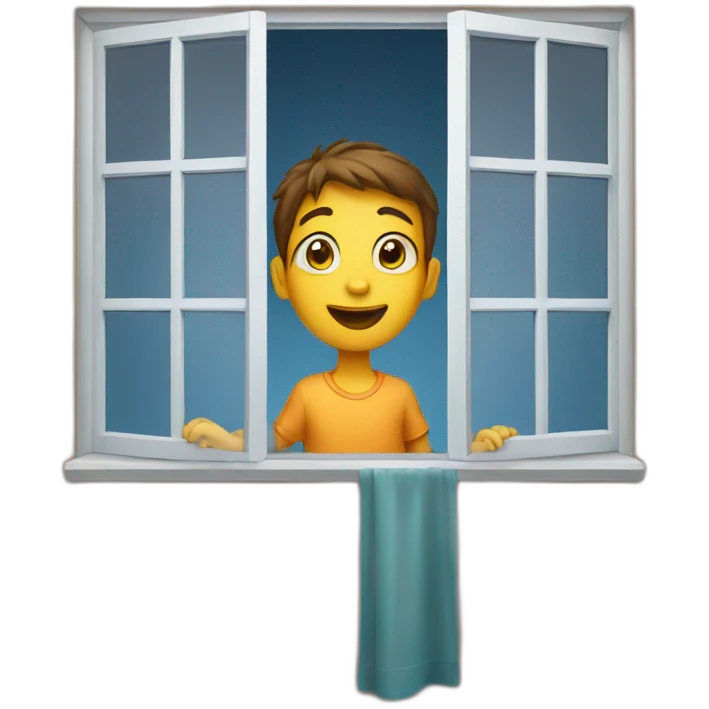 Kid standing in window emoji
