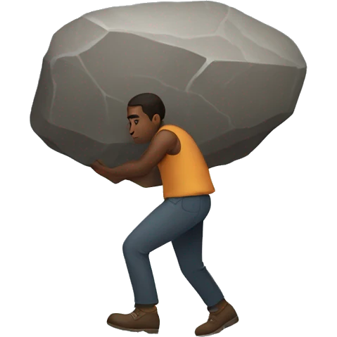 person carring big stone emoji