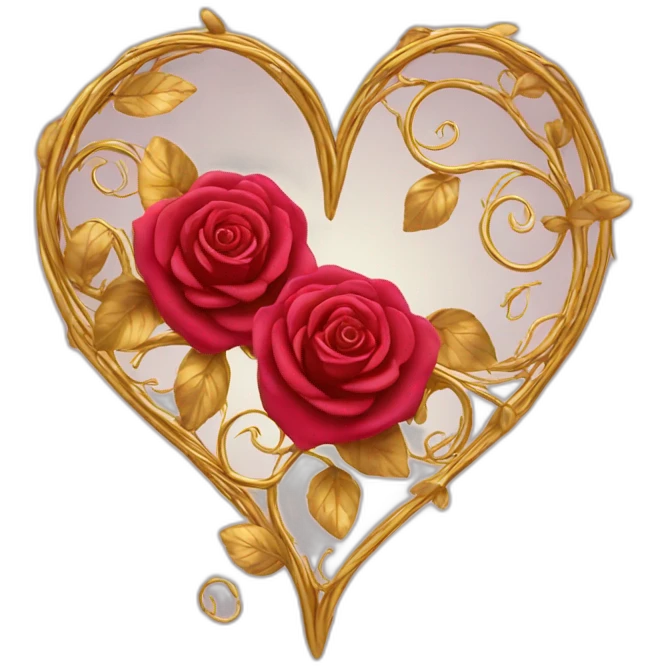 heart shape gold vine border with roses emoji
