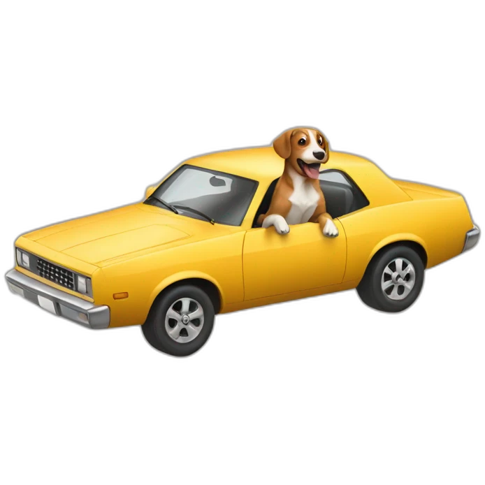 a dog running on a car emoji