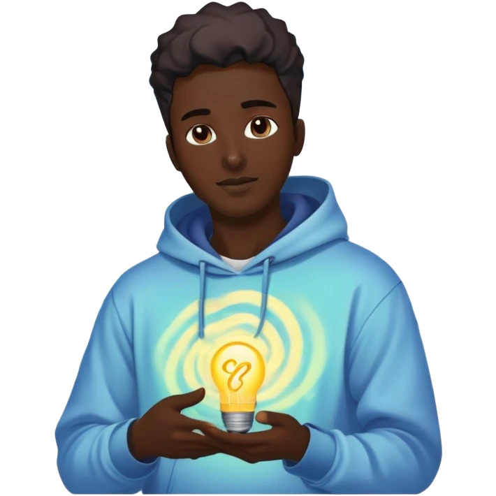 Male profile with casual streetwear clothing elements, radiating creative energy waves, ethereal style inspiration glow emoji
