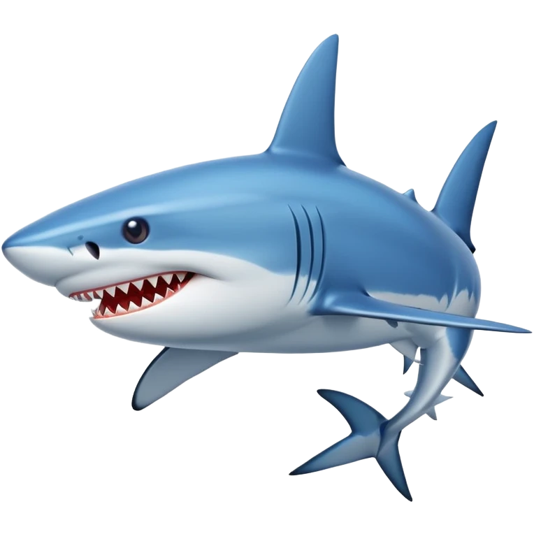 blue shark with sharp teeth swimming emoji