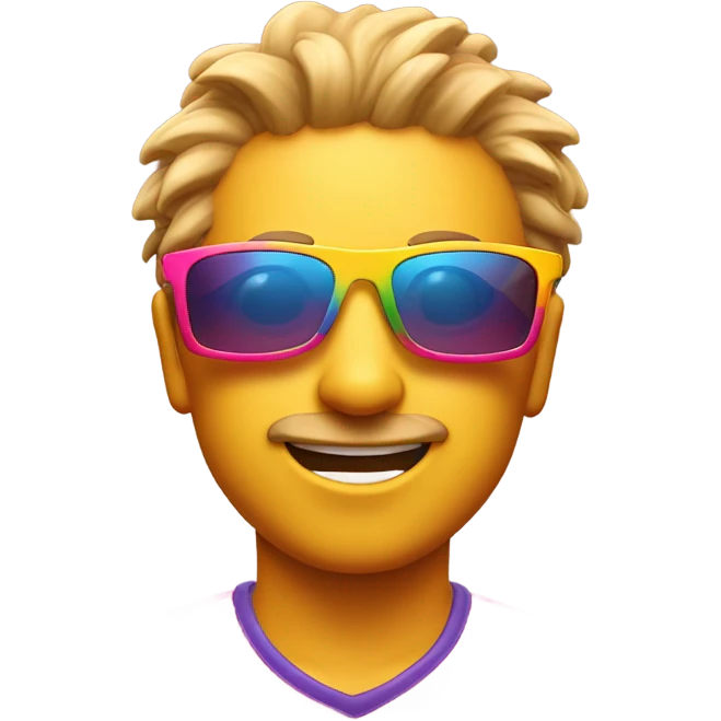 sporty sun, with sporty sunglasses, 80s style emoji