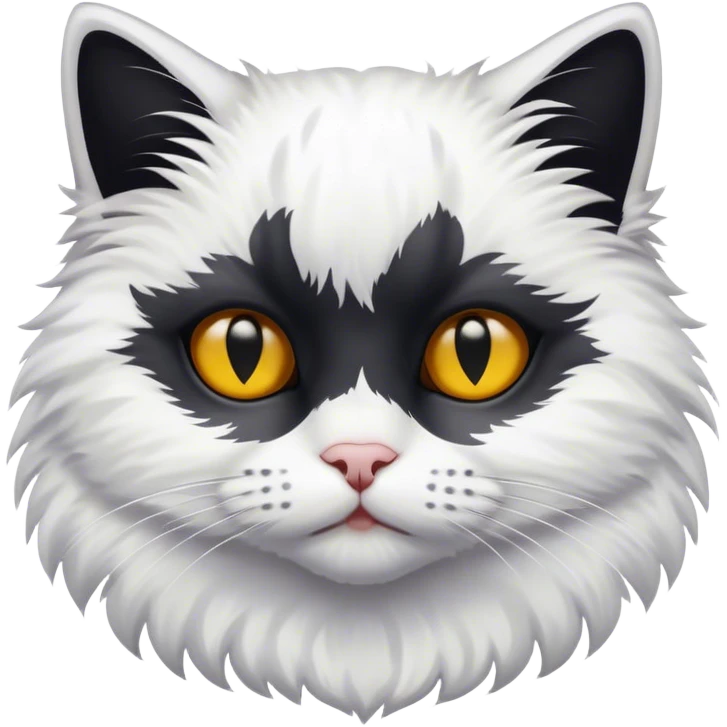 White cat with black spots with eyes covered emoji